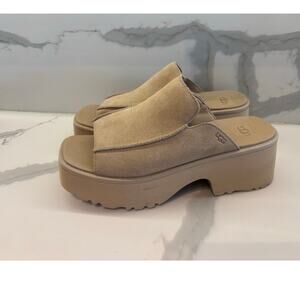 UGG NEW HEIGHTS SLIDE SANDALS PLATFORM NEW SIZE 12 SESAME